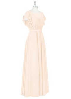 Azazie Daphne Modest Bridesmaid Dresses A-Line Ruffled Chiffon Floor-Length Dress image39