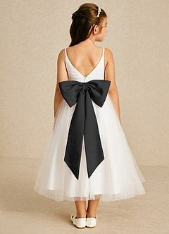 Azazie Lea Flower Girl Dresses Black A-Line Spaghetti Strap Tulle Dress image2