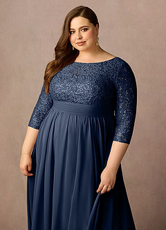 Azazie Carmena Final Sale Dark Navy A-Line Sequins Chiffon Dress image13