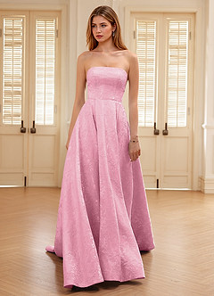 Isadorally Pink Corset Rhinestone Sheer Lace Prom Dress image3