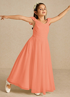 Azazie Chelle Flower Girl Dresses Sunset A-Line Pleated Chiffon Dress image3