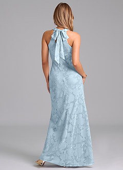 Azazie Doretta Bridesmaid Dresses Sky Blue Mermaid Pleated Floral Burnout Dress image6