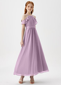 Azazie Chaya Junior Wisteria A-Line Off the Shoulder Chiffon Dress image6