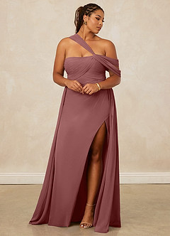Christian Siriano Bridal for Azazie 1014 Bridesmaid Dresses Desert Rose A-Line Off the Shoulder Chiffon Dress image13
