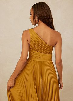Christian Siriano Bridal for Azazie 1008 Bridesmaid Dresses Butterscotch A-Line One Shoulder Stretch Satin Dress image6
