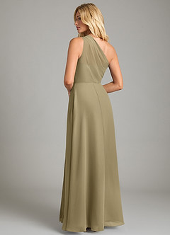Azazie Phaedra Bridesmaid Dresses Moss Green A-Line One Shoulder Chiffon Dress image10