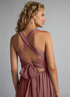 Azazie Kecia Final Sale Desert Rose A-Line V-Neck Stretch Chiffon Dress image6