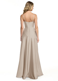 Azazie Kayla Bridesmaid Dresses Frost Sheath Side Slit Stretch Satin Dress image2