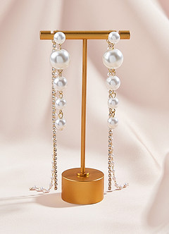 front Long Pearl Drop Earrings