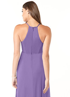 Azazie Annabelle Maternity Bridesmaid Dresses A-Line V-Neck Pleated Mesh Floor-Length Dress image3