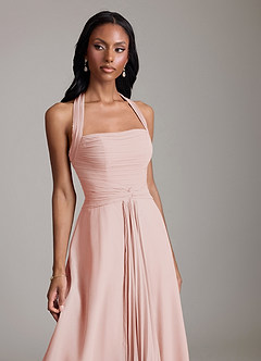 Azazie Clarisa Bridesmaid Dresses Rosette A-Line Pleated Chiffon Dress image3