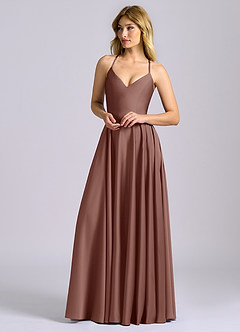Azazie Truce Bridesmaid Dresses Espresso A-Line Stretch Satin Dress image4