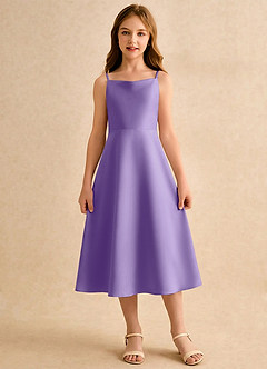 Azazie Jaella Girls Formal Flower Girl Dresses Tahiti A-Line Pleated Matte Satin Dress image3