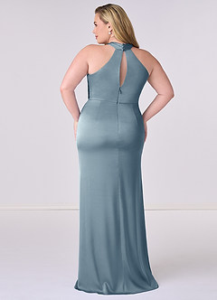 Barbie ♥ Azazie Bridesmaid Dresses Dusty Blue Sheath Stretch Satin Dress image8