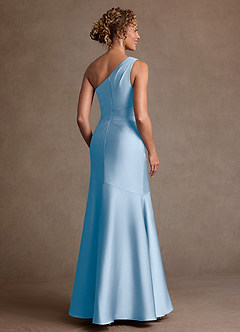 Azazie Haifa Klänningar till brudens mor Klä Sjöjungfru i Stretch Satin Ena axeln Puderblå image2