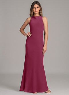 Azazie Allettie 신부 들러리 드레스 인어 쉬폰 바닥 길이 드레스 image1