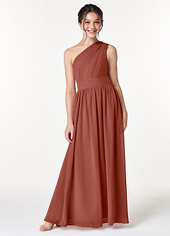 Azazie Molly Junior Amethyst A-Line Pleated Chiffon Dress image1