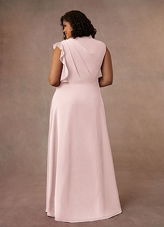 Azazie Narine vestidos de madre de la novia Vestido Rosa Rubor de Gasa de Corte en A con Cuello alto plisado image8