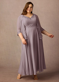 Azazie Devana Mère de la mariée Robes Robe Trapèze en Mousseline de soie Paillettes Crépuscule image3