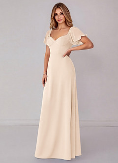 Azazie Fatima Bridesmaid Dresses White Alabaster A-Line with Pockets Chiffon Dress image4