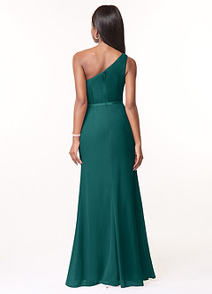 Azazie Liza Bridesmaid Dresses Peacock Mermaid One Shoulder Chiffon Dress image2
