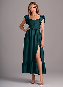 Azazie Anaya Bridesmaid Dresses Pine A-Line Sweetheart Neckline Stretch Satin Convertible Dress image5