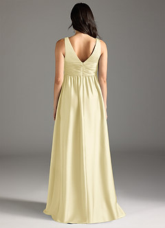 Azazie Yetta Maternity Bridesmaid Dresses A-Line Pleated Stretch Satin Floor-Length Dress image7