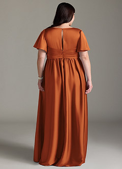 Azazie Verna Maternity Bridesmaid Dresses A-Line Ruched Stretch Satin Floor-Length Dress image11