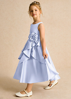 Azazie Hermia Flower Girl Dresses Lavender A-Line Sleeveless Matte Satin Dress image4