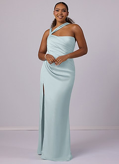 Barbie ♥ Azazie Bridesmaid Dresses Mist Mermaid One Shoulder Stretch Satin Dress image6