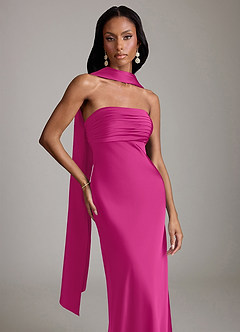 Azazie Saylor Robes de demoiselle d'honneur Robe Sirène en Satin extensible Sans bretelles Fuchsia image1