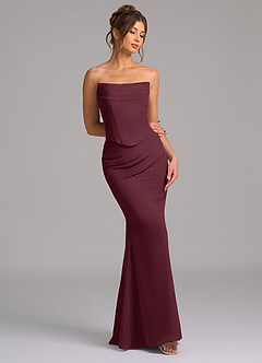 Azazie Sorrel Bridesmaid Dresses Cabernet Mermaid Corset Chiffon Dress image7
