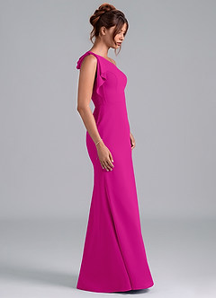 Azazie Rinna Jurken voor bruidsmeisjes Jurk van Chiffon met Zeemeermin One-Shoulder Fuchsia image5
