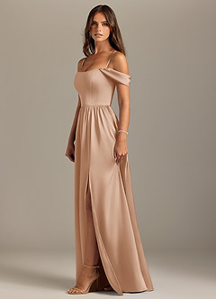 Azazie Calianna Bridesmaid Dresses English Rose A-Line Off the Shoulder Stretch Satin Convertible Dress image6