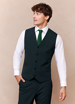 Savile Dark Green Wool Blend Suit Vest