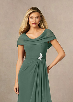 Azazie Mary Mother of the Bride Dresses Sea Moss A-Line Side Slit Chiffon Dress image5