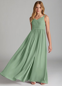 Azazie Chanel Junior Jurk van Chiffon met A-Lijn Sweetheart Halslijn Matcha image2