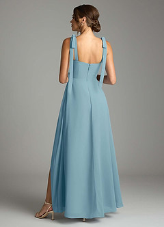 Azazie Debra Bridesmaid Dresses Moody Blue A-Line with Pockets Chiffon Convertible Dress image10