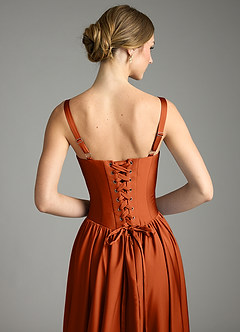 Azazie Evadina Suknie dla druhen Linia A Gorset Satyna elastyczna Do ziemi Sukienka image6