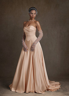 Azazie Alta Robes de mariée Robe Trapèze en Satin extensible Bustier Rose Perle image7