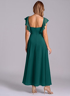 Azazie Leilani Bridesmaid Dresses Peacock A-Line Ruched Chiffon Dress image2
