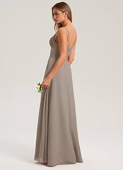 Azazie Terese Bridesmaid Dresses Taupe A-Line Pleated Chiffon Dress image5