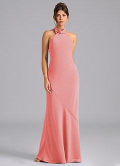Azazie Velli Bridesmaid Dresses Coral Mermaid Bow Chiffon Dress image6