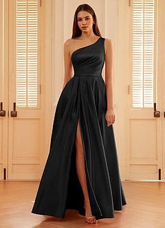 Millie Schwarz A-Linien-Abendkleid aus Satin image6