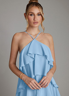 Azazie Deena Bridesmaid Dresses Powder Blue A-Line Ruched Chiffon Dress image3