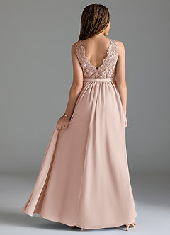 Azazie Elly Junior Abito A-Line in Chiffon Pizzo Petalo Di Rosa image2