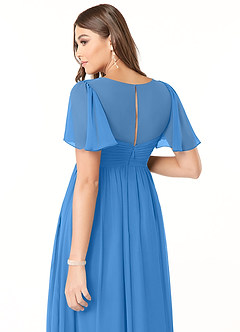 Azazie Verna Brautjungfernkleider für Schwangere A-Linie V-Hals Gerüscht Chiffon Bodenlänge Kleid image6
