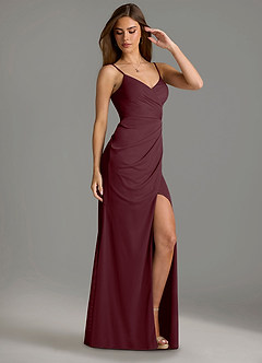 Azazie Maci Brautjungfernkleider Etui Plissee Gittergewebe Kleid Cabernetrot image3