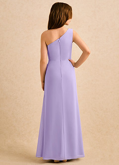 Azazie Sophie Girls Formal Robe Demoiselle D'honneur Fillette Robe Fourreau en Mousseline de soie Une épaule Lilas image3