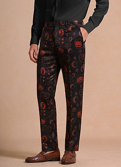 front Caleb Schwarz Vintage Halloween Print Anzughose
